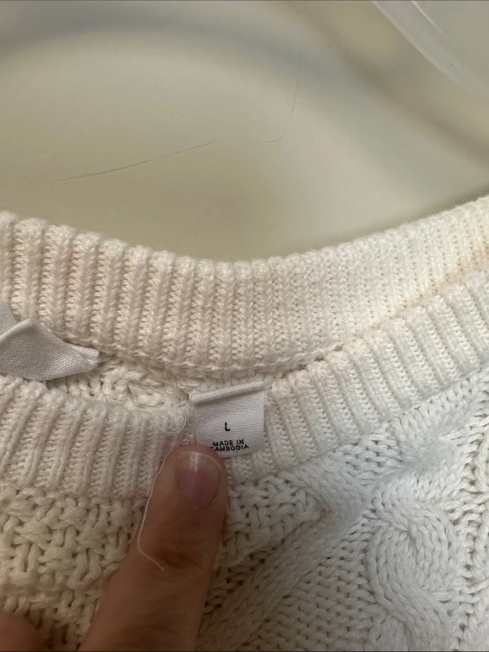 Classic Cream Cable Knit Sweater - Girls L